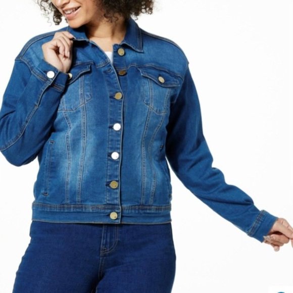 DG2 by Diane Gilman embroidered heart stretch denim jacket - Picture 4 of 4